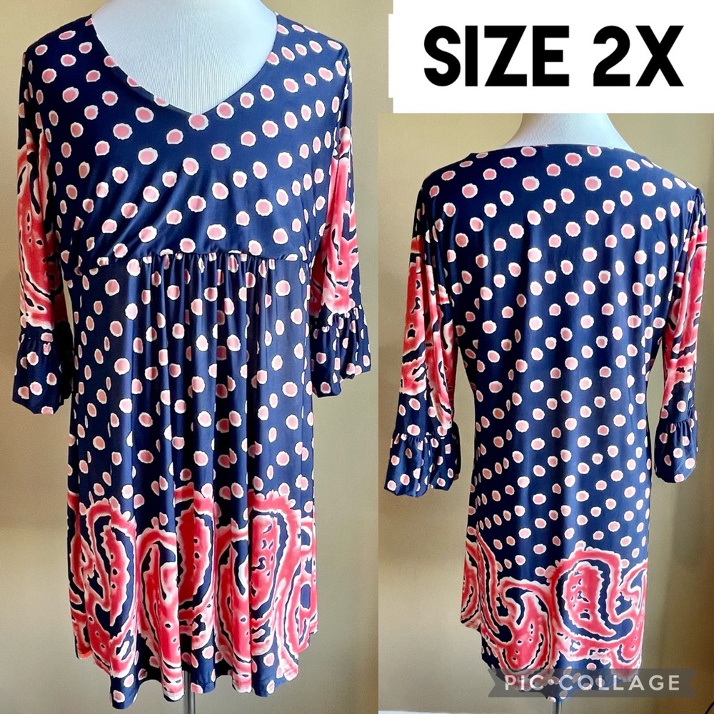 Ice Silk Womens Dress Floral Stretch Smocked Midi Scoop Neck Flowy Plus Size 2XL